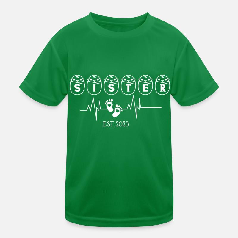 Schwester EST 2003 Herzschlag Kinder Funktions-T-Shirt