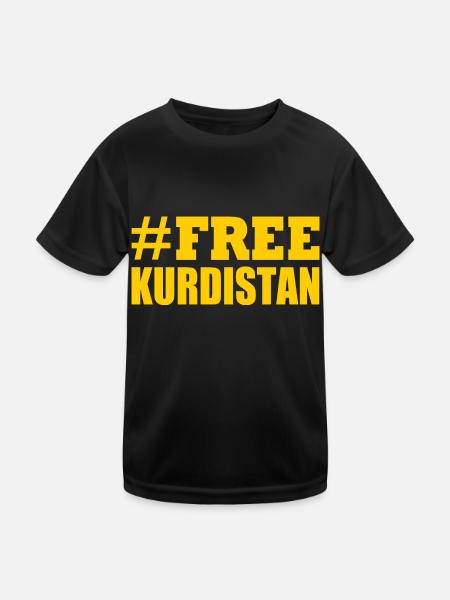 Free Kurdistan - Kinder Funktions-T-Shirt - Schwarz - Vorne