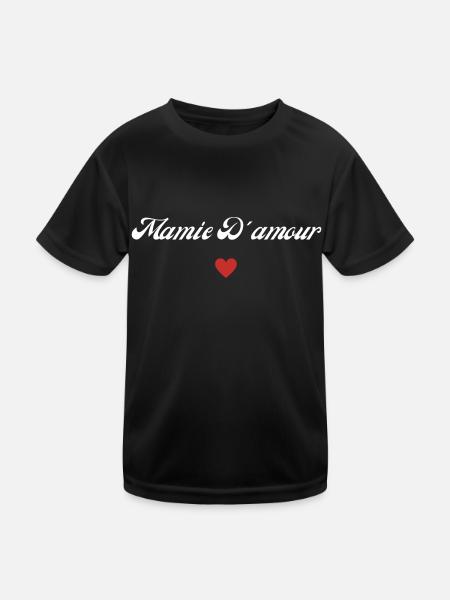 mamie d'amour - T-shirt sport Enfant - noir - Devant