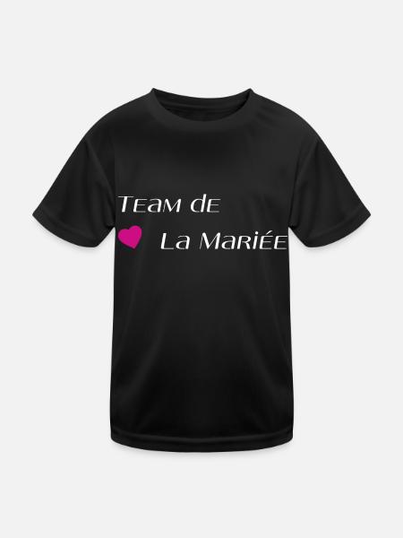 Team de la mariée - T-shirt sport Enfant - noir - Devant