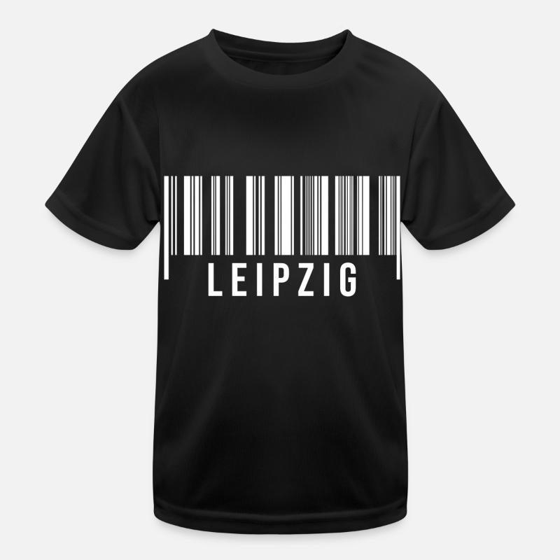 Erzgebirge Strichcode Leipzig - Kinder Funktions-T-Shirt - Schwarz