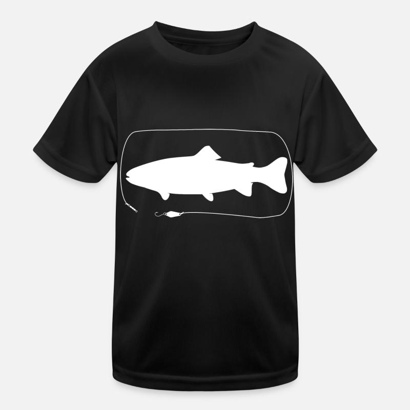 Trout with Spoon - Kids Functional T-Shirt - black