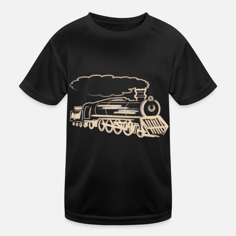 Lokomotive Zug Bahn Eisenbahn Dampf Lok Kinder Funktions-T-Shirt