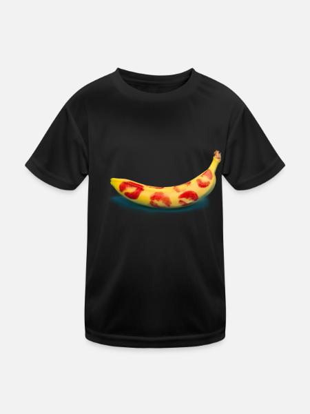 Lippenstift Banane - Kinder Funktions-T-Shirt - Schwarz - Vorne