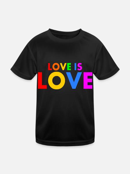 Love is love - Kinder Funktions-T-Shirt - Schwarz - Vorne