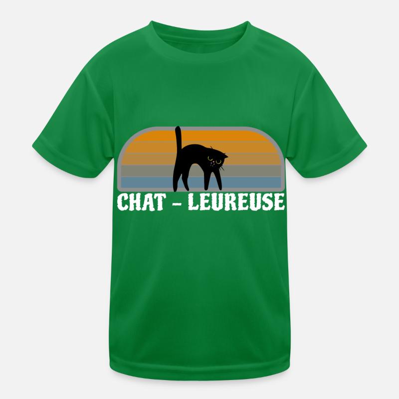 Chat noir , chat-leureuse. T-shirt sport Enfant