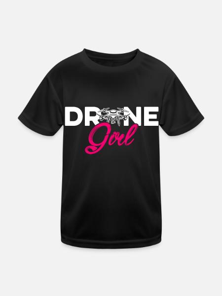 Drone Girl Graphic Drone Flying Quadcopter Pilot R - Kids Functional T-Shirt - black - Front