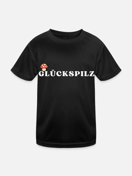 Glückspilz - Kinder Funktions-T-Shirt - Schwarz - Vorne