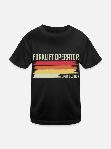 Retro Forklift Driver Forklift Operator Limited Ed - Kinder Funktions-T-Shirt - Schwarz - Vorne