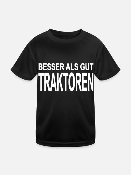 Traktor - Kinder Funktions-T-Shirt - Schwarz - Vorne