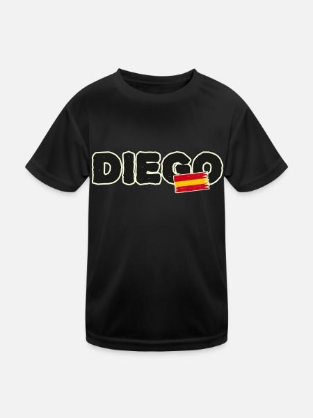 Diego spanische Flagge Spanien - Kinder Funktions-T-Shirt - Schwarz - Vorne