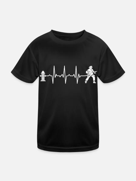 Firefighter Firefighter Heartbeat - Kids Functional T-Shirt - black - Front