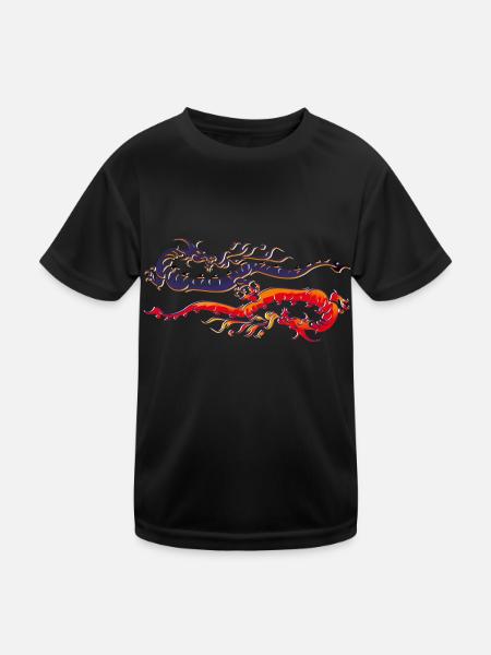 Drachen - Kinder Funktions-T-Shirt - Schwarz