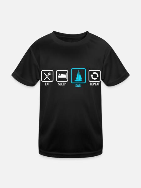 Eat Sleep Sail Repeat Sailor Skipper Captain Sailb - Kinder Funktions-T-Shirt - Schwarz - Vorne