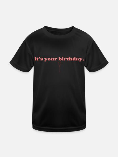 Minimalistisches Geburtstagsgeschenk - Kinder Funktions-T-Shirt - Schwarz - Vorne