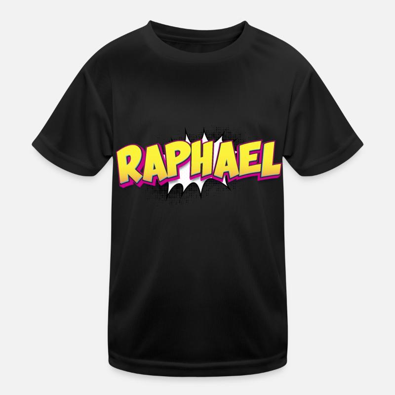Raphaël Nom personnalisé Style bande dessinée Pop Art, T-shirt sport Enfant