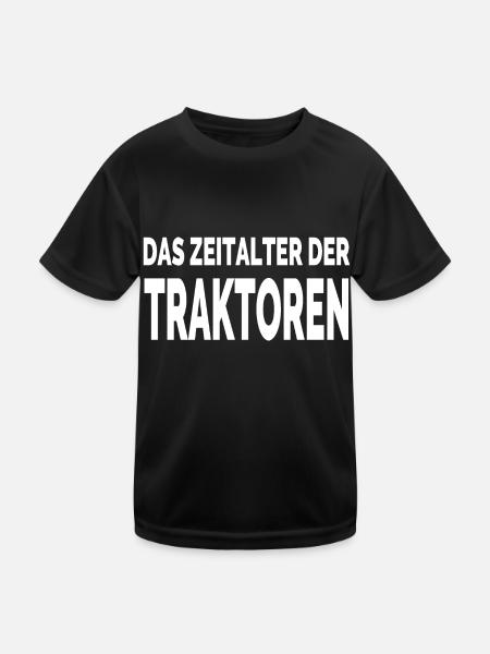 Traktor - Kinder Funktions-T-Shirt - Schwarz - Vorne