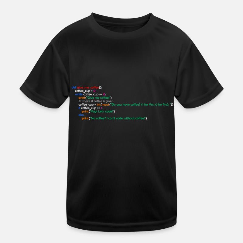 Kaffee, Programmierung, Lustig, Coffee - Kinder Funktions-T-Shirt - Schwarz