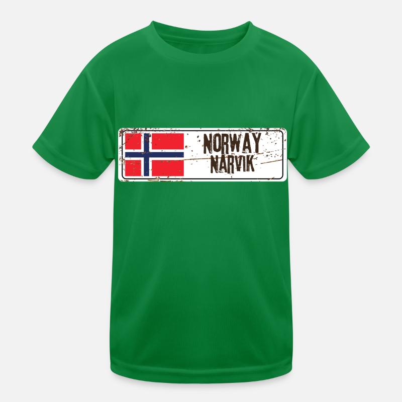 Narvik Norway Flag Kids Functional T-Shirt