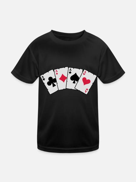 Poker Cards - Pokerkarten - Kinder Funktions-T-Shirt - Schwarz - Vorne