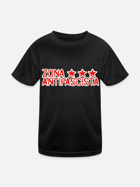 zone zona antifascista sterne antifascist - Kinder Funktions-T-Shirt - Schwarz - Vorne