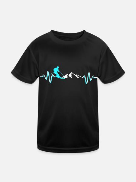 ski rythme cardiaque ECG Puls ligne de cœur - T-shirt sport Enfant - noir - Devant