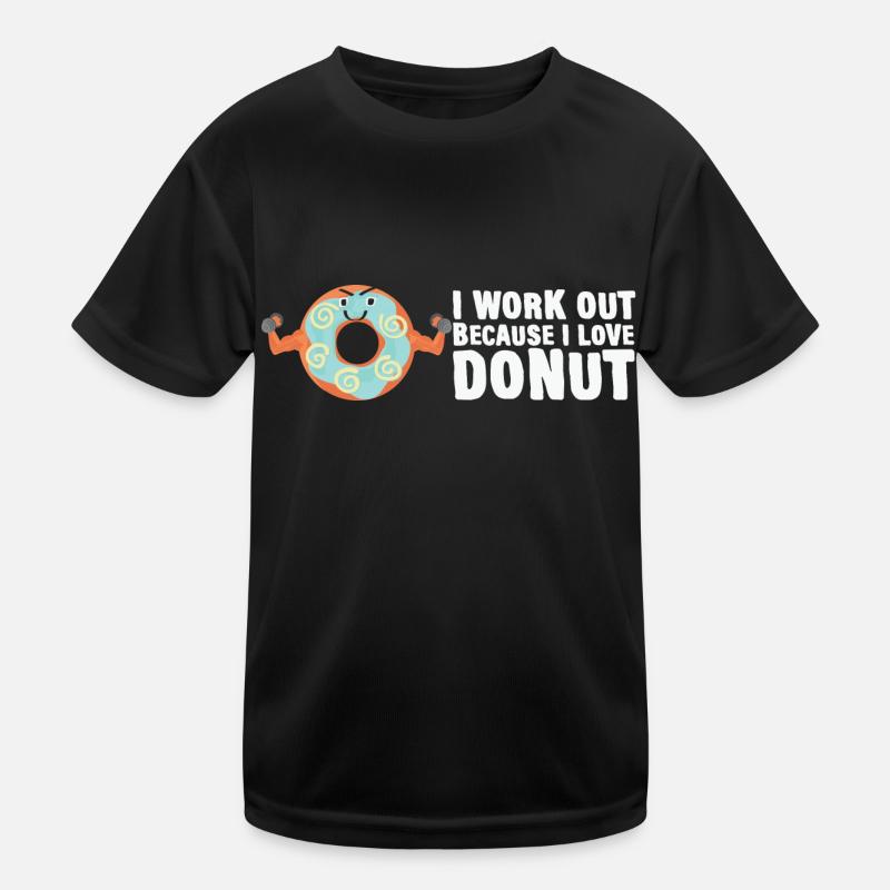 Ich trainiere, weil ich Donut liebe Kinder Funktions-T-Shirt