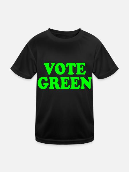 Vote green - Kinder Funktions-T-Shirt - Schwarz - Vorne