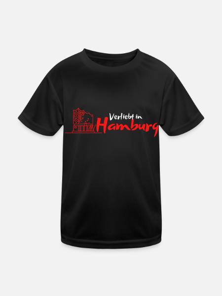 Verliebt in Hamburg | Hamburg Mitbringsel - Kinder Funktions-T-Shirt - Schwarz - Vorne