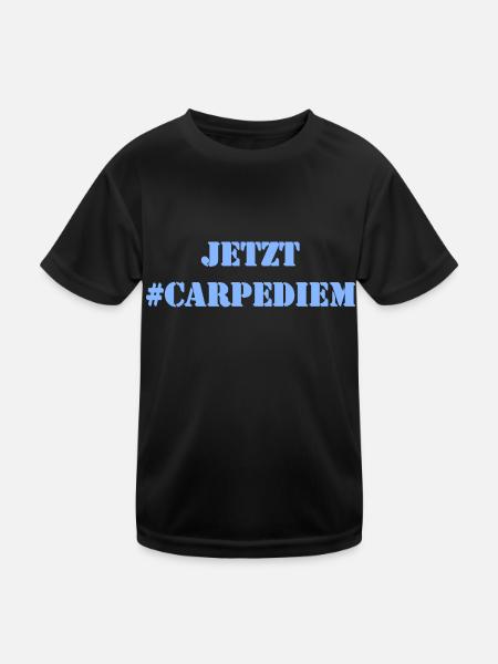 JETZT - Carpe Diem - Kinder Funktions-T-Shirt - Schwarz - Vorne