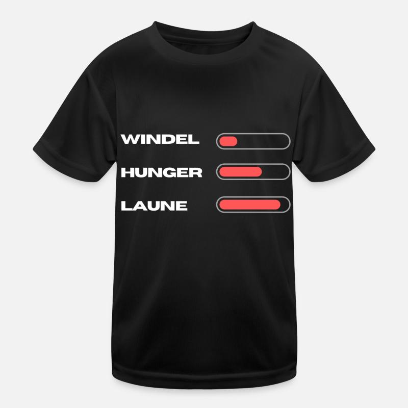 Windel Laune Hunger mit Ladebalken - Geschenkidee - Kinder Funktions-T-Shirt - Schwarz