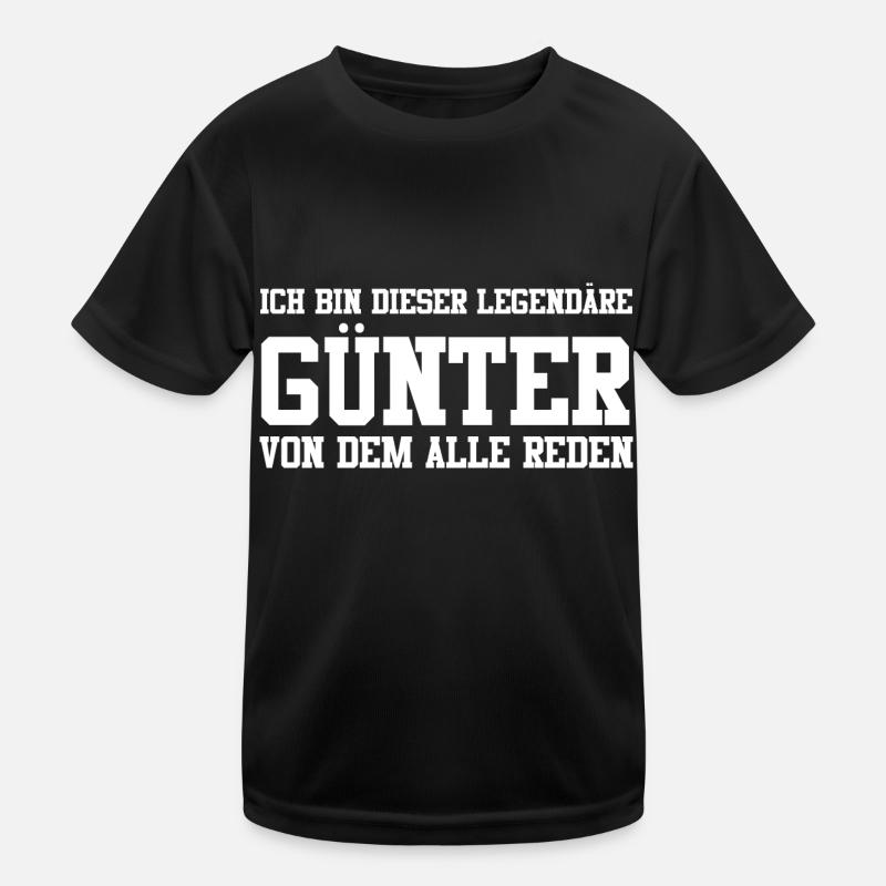 Günter Name Design - Kinder Funktions-T-Shirt - Schwarz