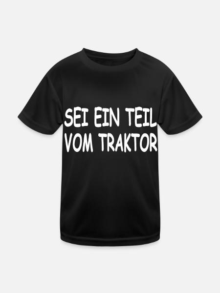 Traktor - Kinder Funktions-T-Shirt - Schwarz - Vorne