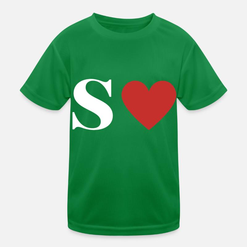 Buchstabe s rotes Herz Kinder Funktions-T-Shirt