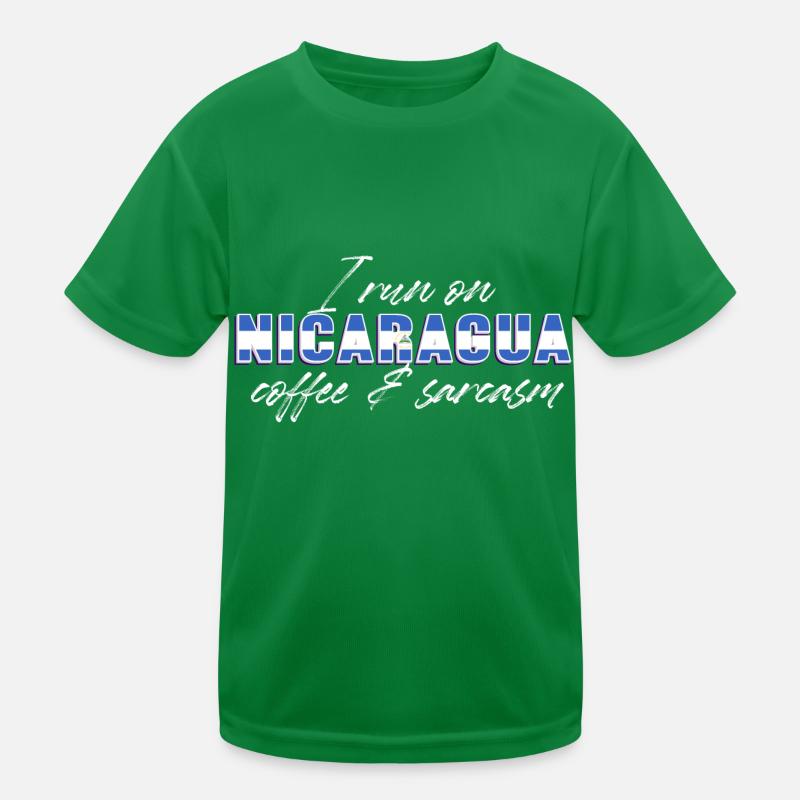 I run on nicaragua coffe and sarcasm Design Kids Functional T-Shirt
