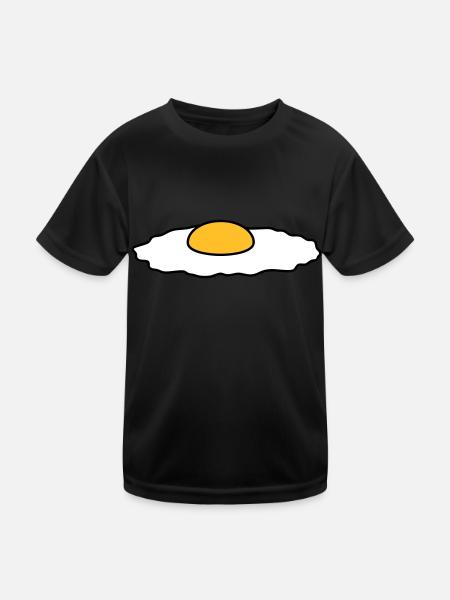 fried egg eat delicious hunger cooking roast chef k - Kids Functional T-Shirt - black - Front