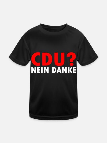 Cdu - Kinder Funktions-T-Shirt - Schwarz - Vorne