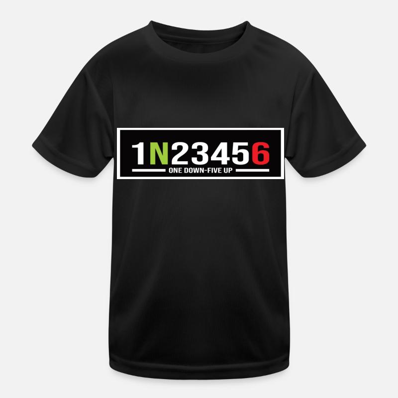 Motorrad Gänge 1N23456 One Down-Five Up - Kinder Funktions-T-Shirt - Schwarz