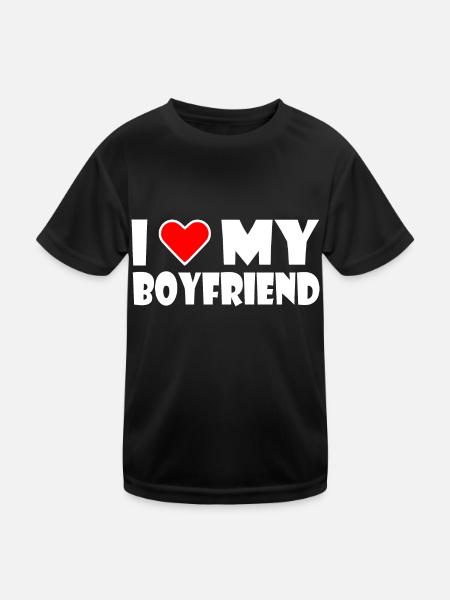 I love my boyfriend - Kinder Funktions-T-Shirt - Schwarz - Vorne
