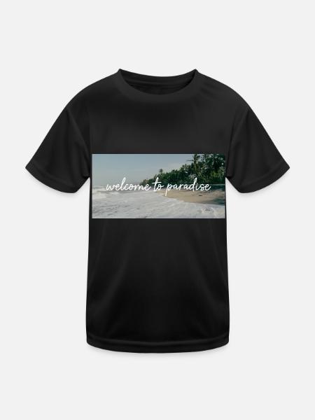 welcome to paradise | Paradise | Strand - Kinder Funktions-T-Shirt - Schwarz - Vorne