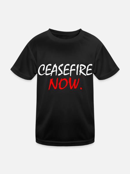 Ceasefire now - Kinder Funktions-T-Shirt - Schwarz - Vorne