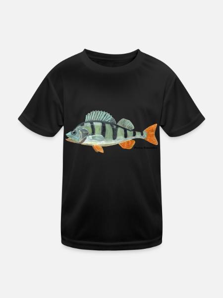 Perch - Perca fluviatilis - Kids Functional T-Shirt - black