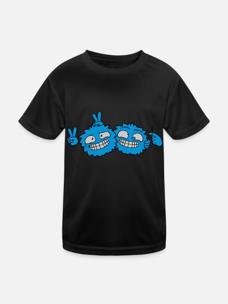 2 Verrückte Freunde - Kinder Funktions-T-Shirt - Schwarz - Vorne