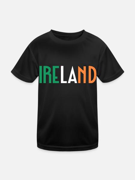 Irland - Kinder Funktions-T-Shirt - Schwarz - Vorne
