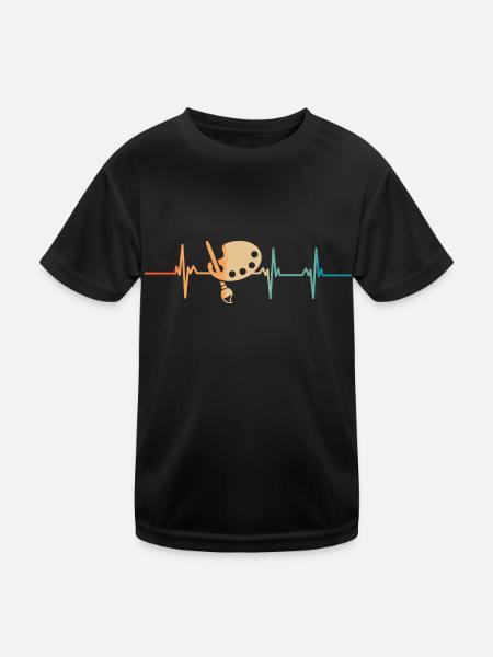 Heartbeat drawing - Kids Functional T-Shirt - black - Front