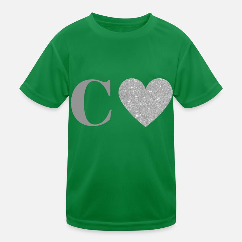 Buchstabe c silbernes Herz Kinder Funktions-T-Shirt