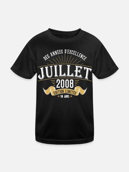 14 Ans Anniversaire Vintage Né(e) en Juillet 2008 - T-shirt sport Enfant - noir - Devant