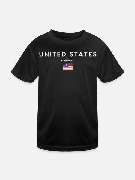 Flagge der Vereinigten Staaten - Kinder Funktions-T-Shirt - Schwarz - Vorne