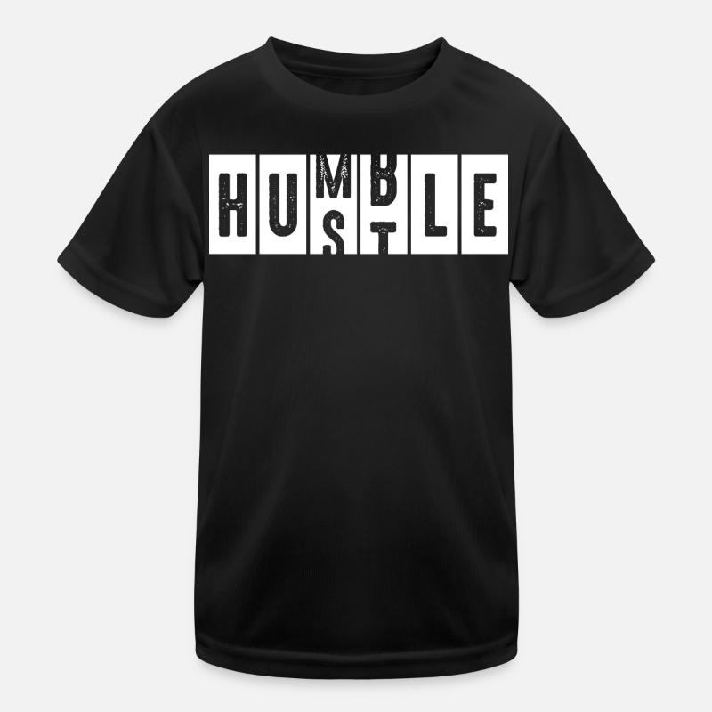 Humble Hustle Distressed Schriftzug Kinder Funktions-T-Shirt