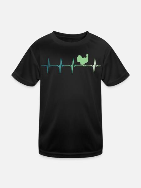 turkey heartbeat turkey - Kids Functional T-Shirt - black - Front